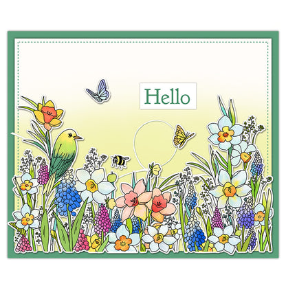 Two Groups of Flower Bushes Dies & Stamps Set