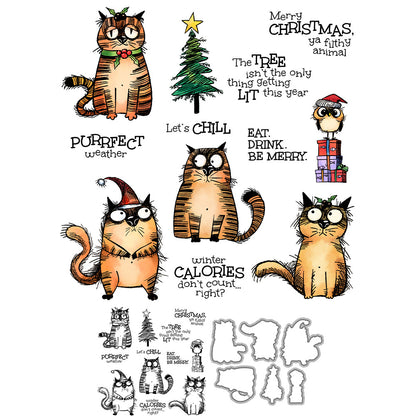 Christmas Cats Dies & Stamps Set