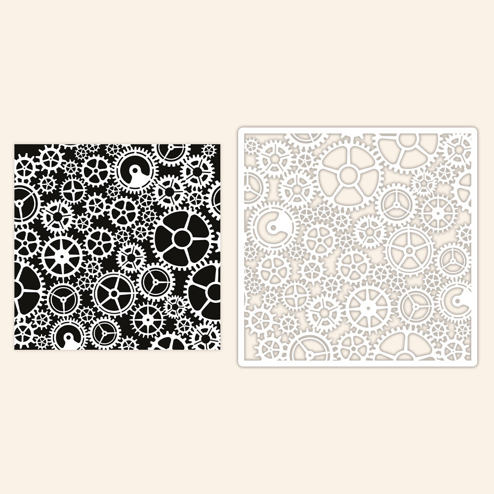 1 PC Gearwheel Pattern DIY Painting Hollow Stencil