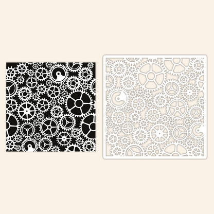 1 PC Gearwheel Pattern DIY Painting Hollow Stencil
