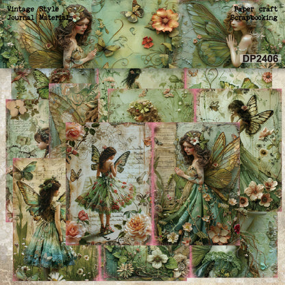 A5 Vintage Style Fairy Scrapbook Paper