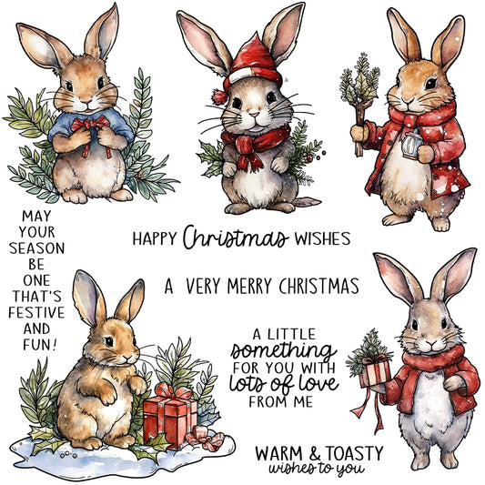 Christmas Cute Bunny Clear Stamps