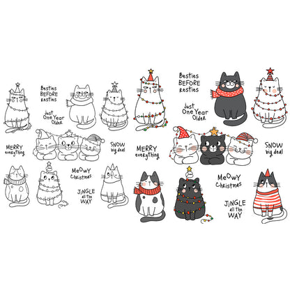 Cartoon Kittens Dies & Stamps Set