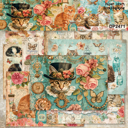 A5 Chic Cats Rose Journal Scrapbook Paper