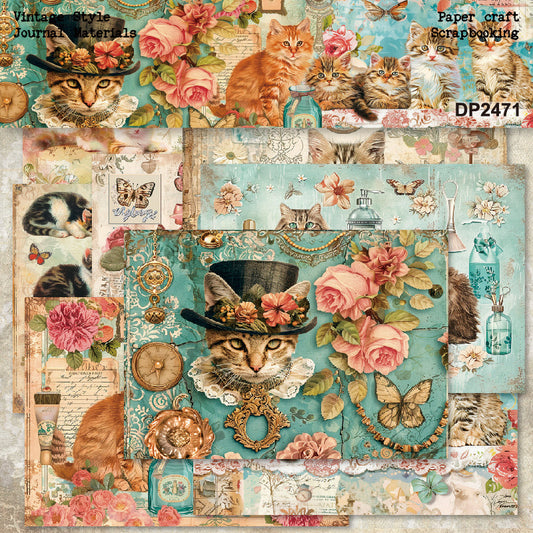 A5 Chic Cats Rose Journal Scrapbook Paper