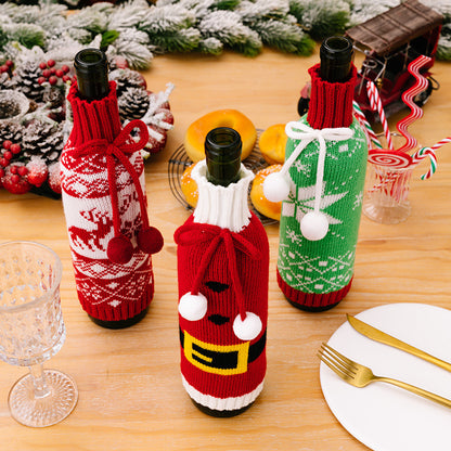 Christmas Knitted Wine Bottle Cover Decorations