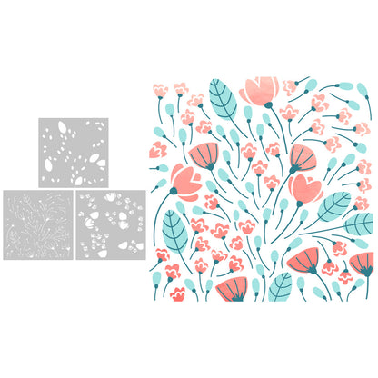 3 PCS Floral and Leaf Pattern DIY Painting Hollow Stencil