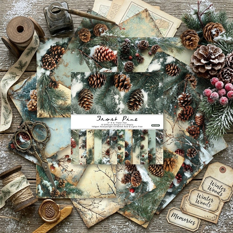24PCS 6" Frost Pine Scrapbook Paper & Cardstock