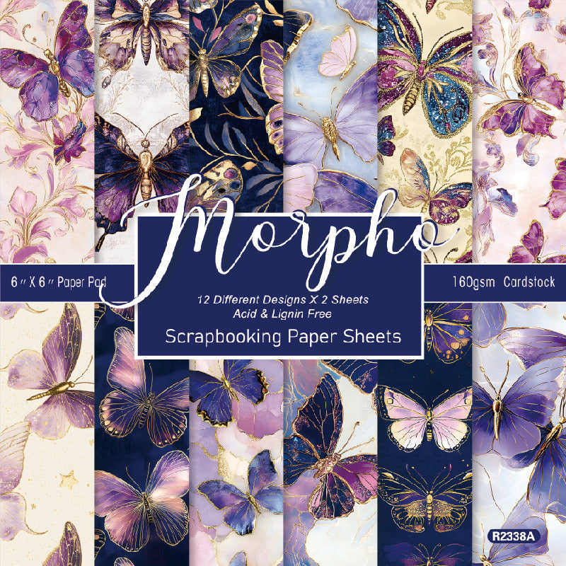 24PCS 6" Butterfly Scrapbook Paper & Cardstock