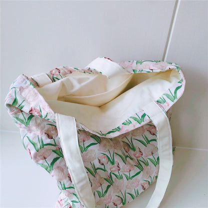 Tulip Pattern Canvas Shoulder Bag