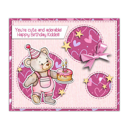 Cute Bear Celebrating Birthday Dies & Stamps Set