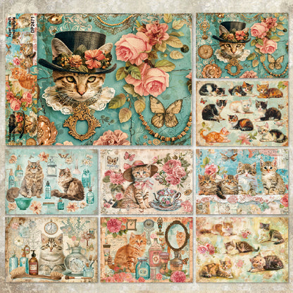 A5 Chic Cats Rose Journal Scrapbook Paper