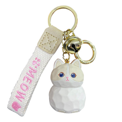 Creative Wooden Carving Cute Cat Keychain