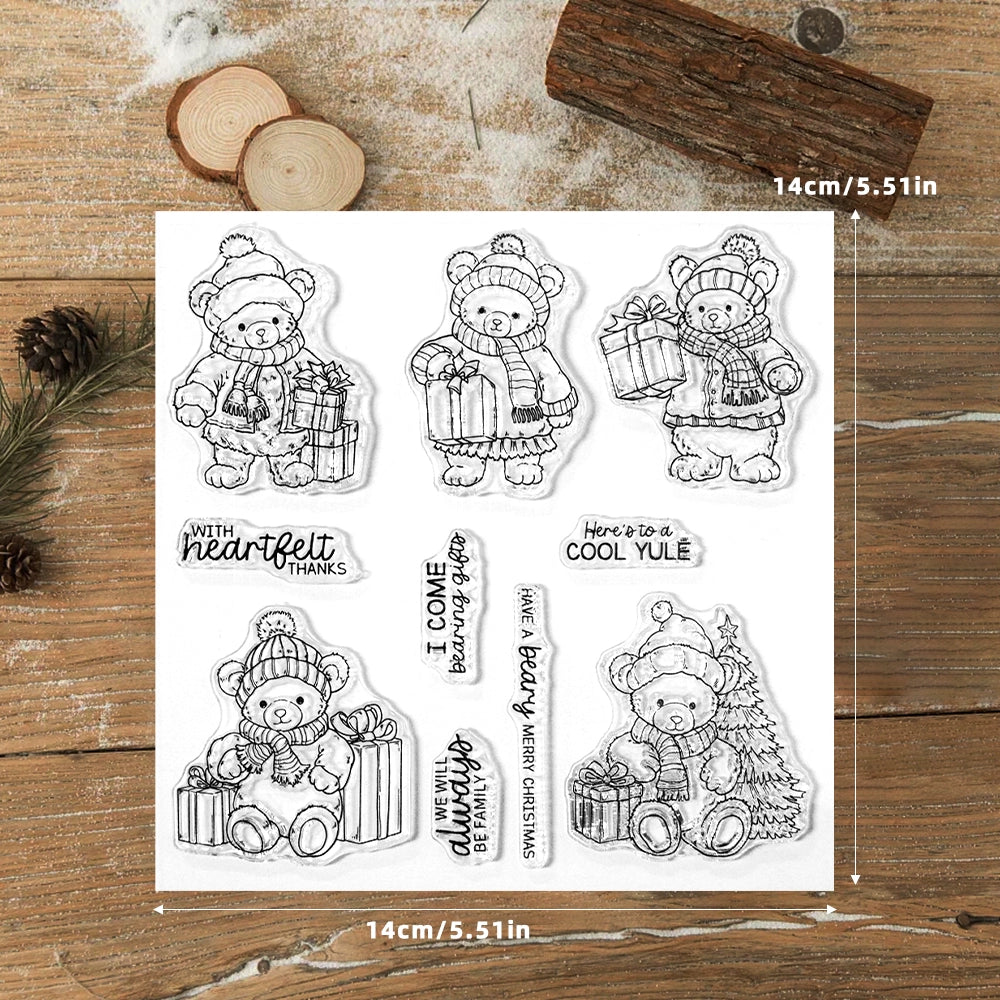 Cute Little Bear Christmas Gift Dies & Stamps Set