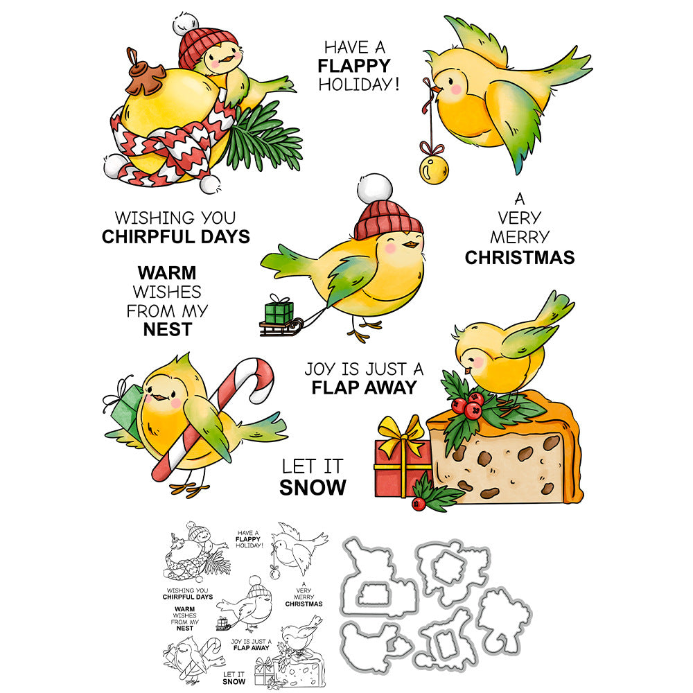Christmas Cake Bird Dies & Stamps Set