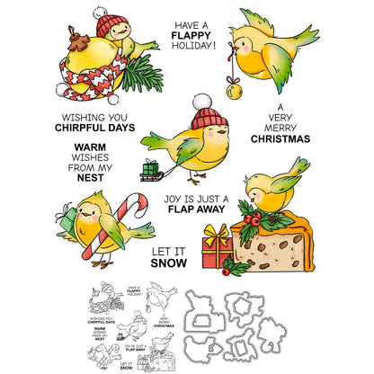 Christmas Cake Bird Dies & Stamps Set