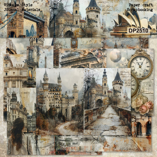 A5 Retro Architecture Journal Scrapbook Paper
