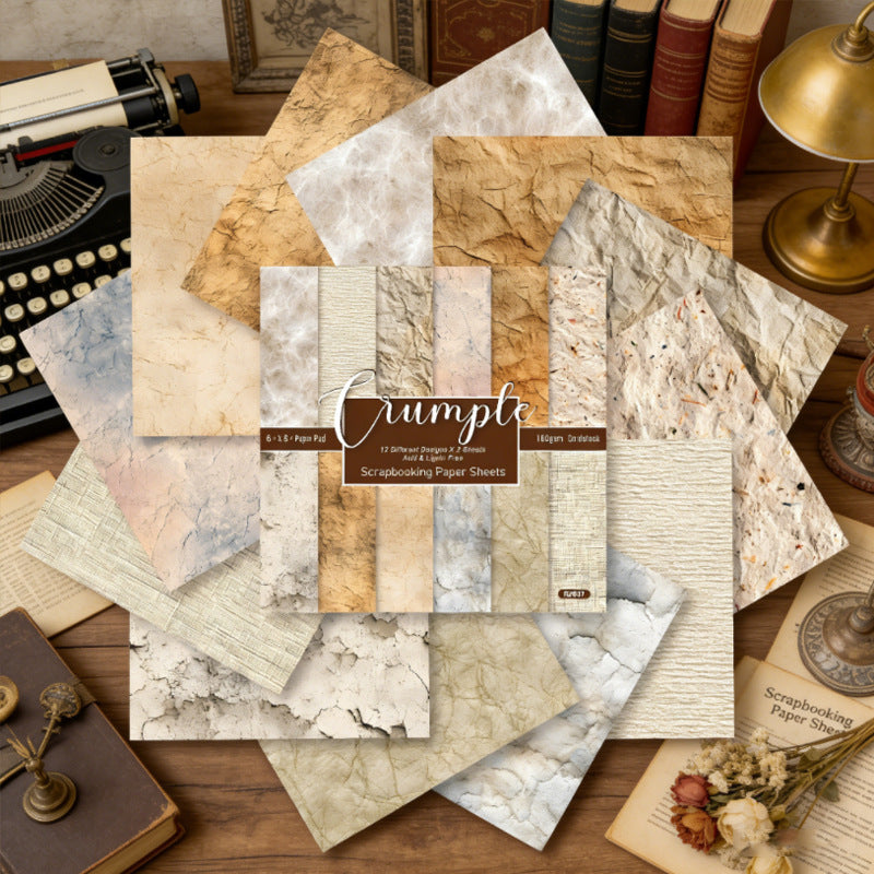 24PCS 6" Crumple Scrapbook Paper & Cardstock
