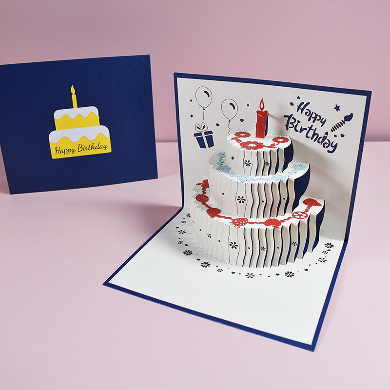 3D Creative Birthday Cake Pop-Up Greeting Card