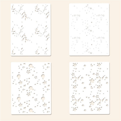 4 PCS Bees and Flowers Pattern DIY Painting Hollow Stencil