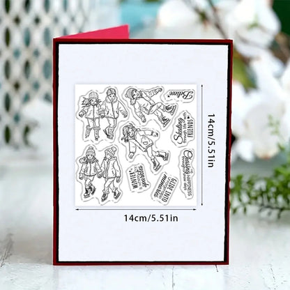 Winter Skating Kids Clear Stamps