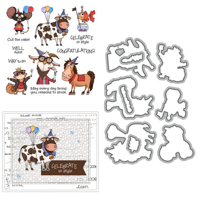 Funny Party Animals Dies & Stamps Set