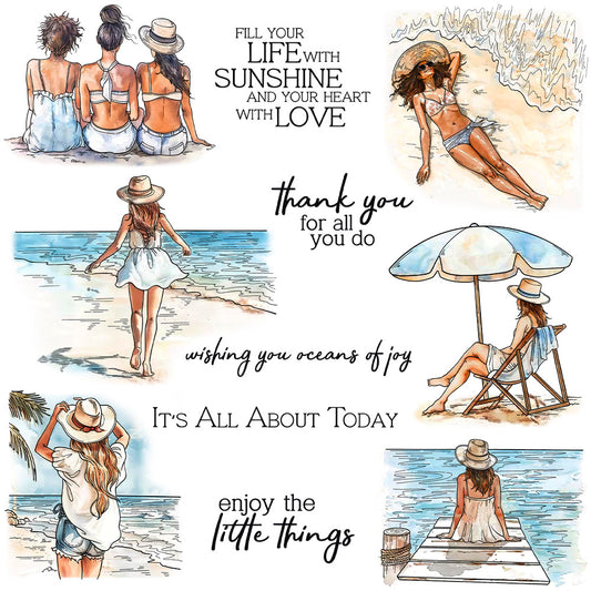 Summer Beach Girl Clear Stamps