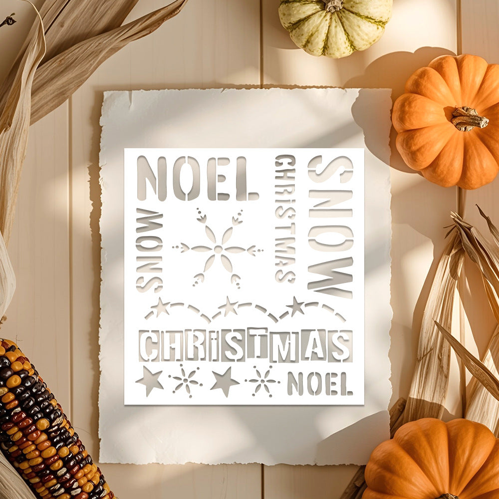 Christmas Text Pattern DIY Painting Hollow Stencil