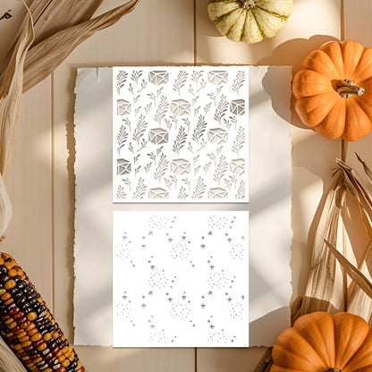 2 PCS Decorative Background DIY Painting Hollow Stencil