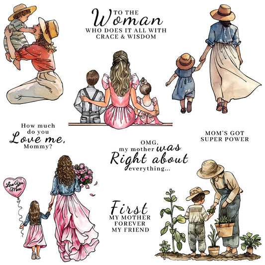 Mom And Kids Clear Stamps