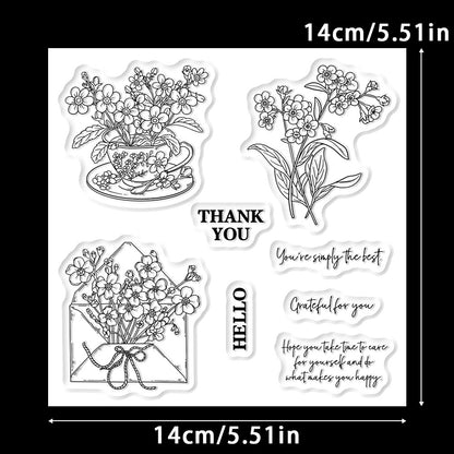 Teacup Flower Envelope Clear Stamps