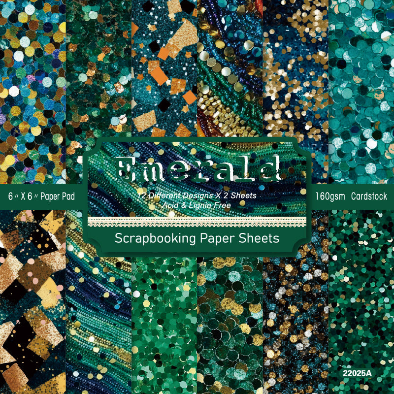 24PCS 6" Emerald Scrapbook Paper & Cardstock
