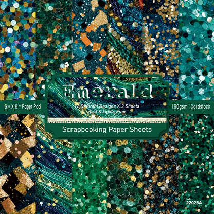 24PCS 6" Emerald Scrapbook Paper & Cardstock