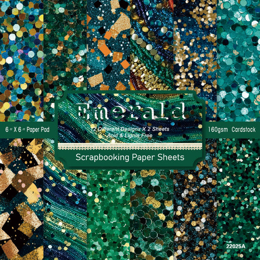 24PCS 6" Emerald Scrapbook Paper & Cardstock