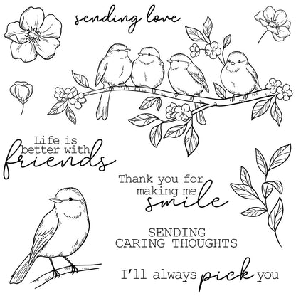 Birds and Fragrant Flowers Dies & Stamps Set