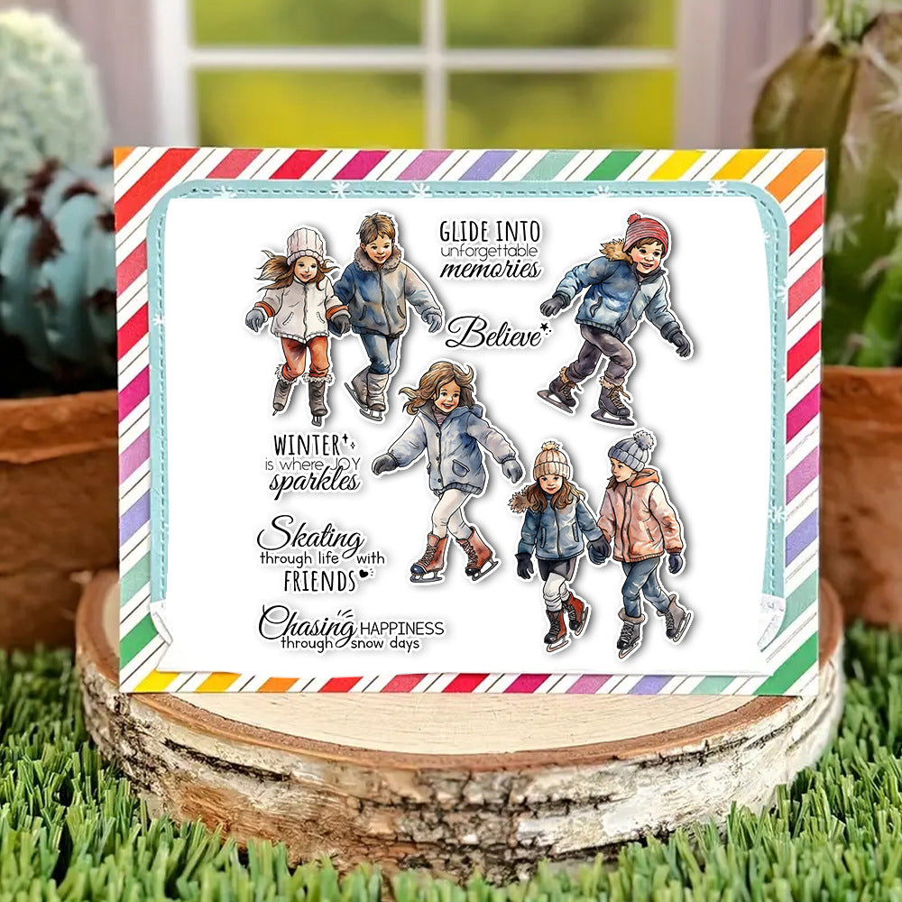 Winter Skating Kids Clear Stamps