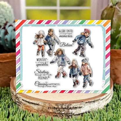 Winter Skating Kids Clear Stamps