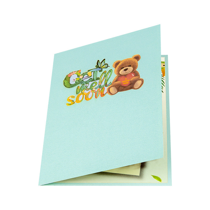 3D Creative Getwellsoon Bear Pop-Up Greeting Card