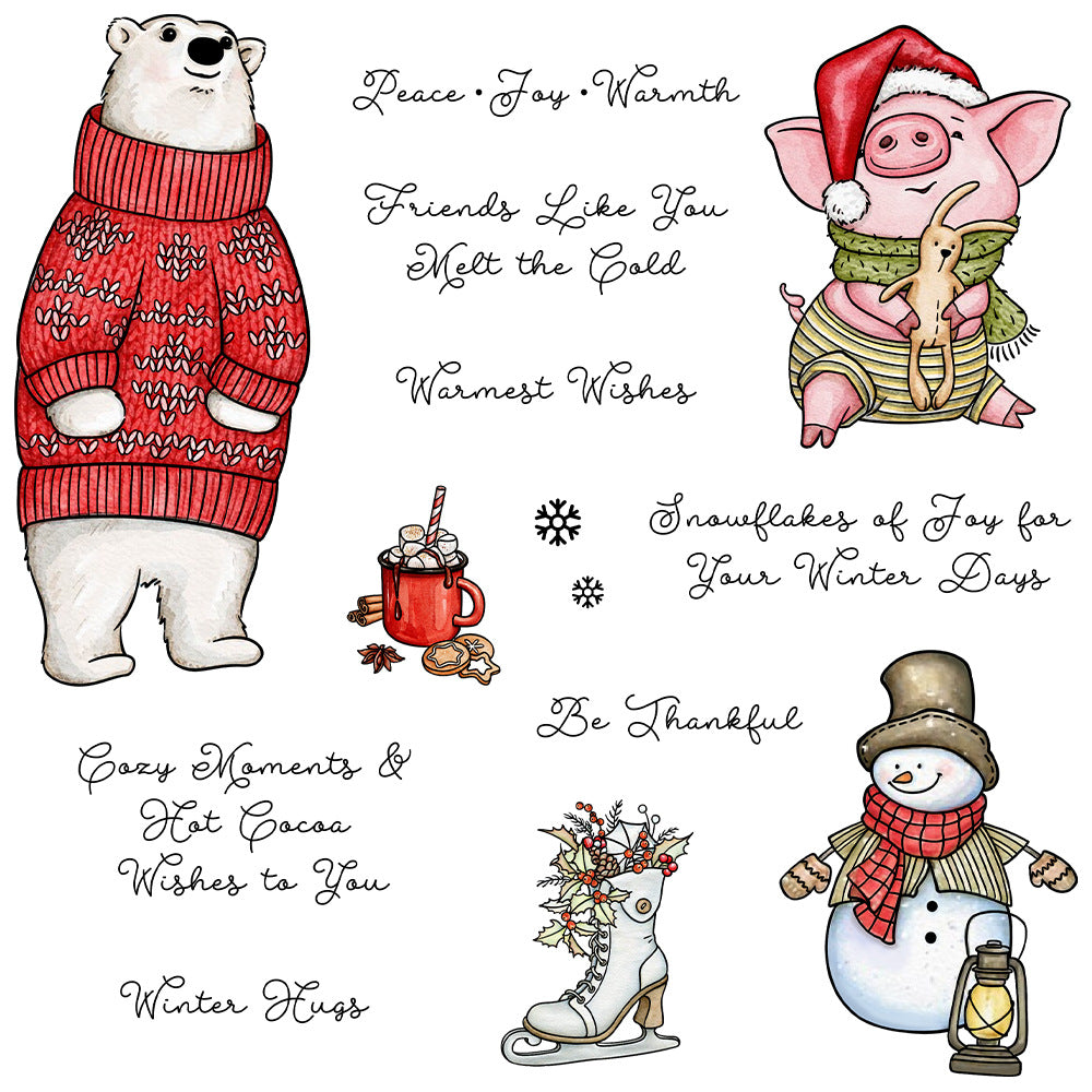 Winter Snowman and Animals Dies & Stamps Set