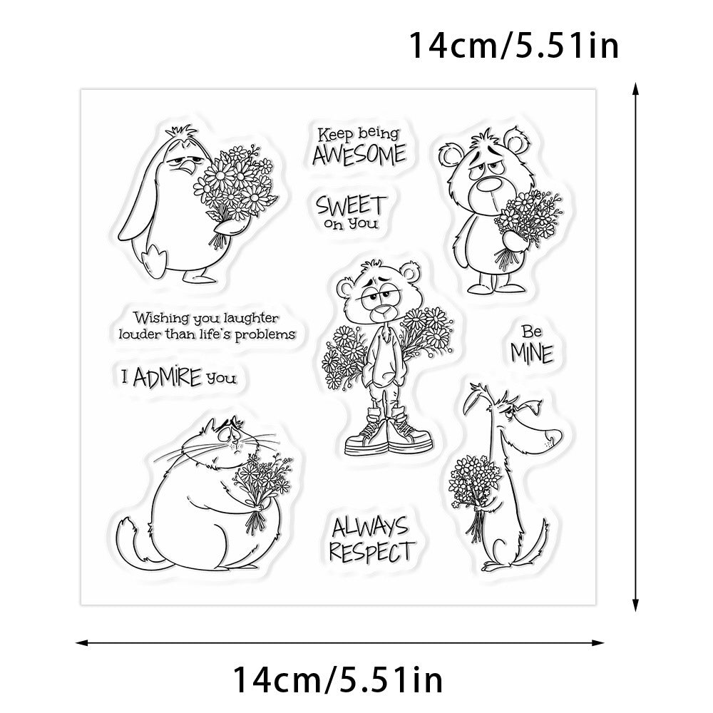 Animals Holding Bouquets Clear Stamps
