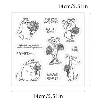 Animals Holding Bouquets Clear Stamps