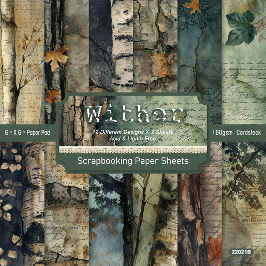 24PCS 6" Wither Scrapbook Paper & Cardstock