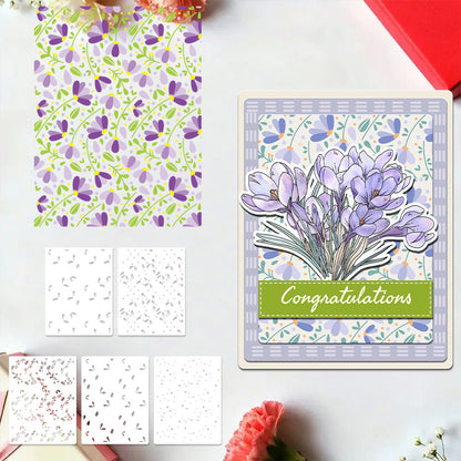 5 PCS Little Flowers Pattern DIY Painting Hollow Stencil