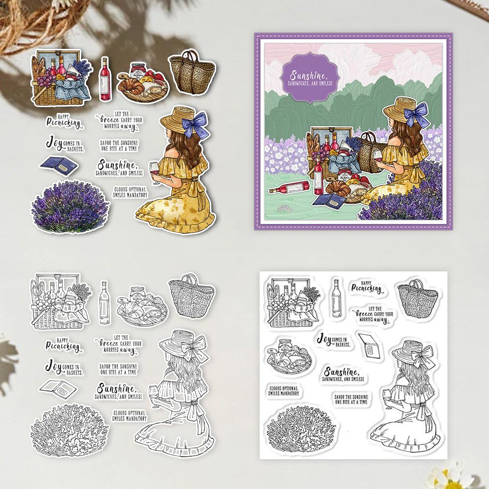 Beautiful Girl Holiday Picnic Clear Stamps