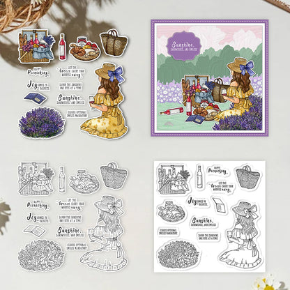 Beautiful Girl Holiday Picnic Clear Stamps