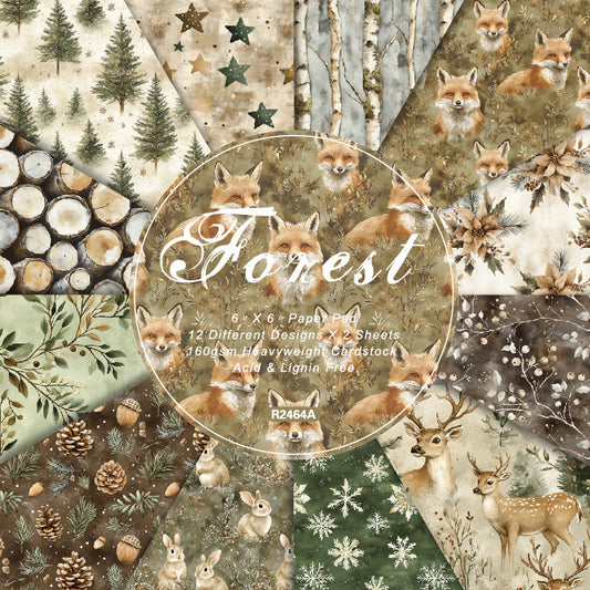 24PCS 6" Forest Scrapbook Paper & Cardstock