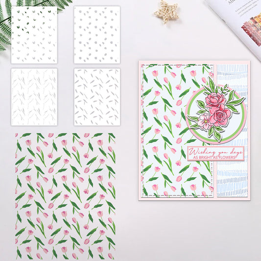 4 PCS Tulip Pattern DIY Painting Hollow Stencil
