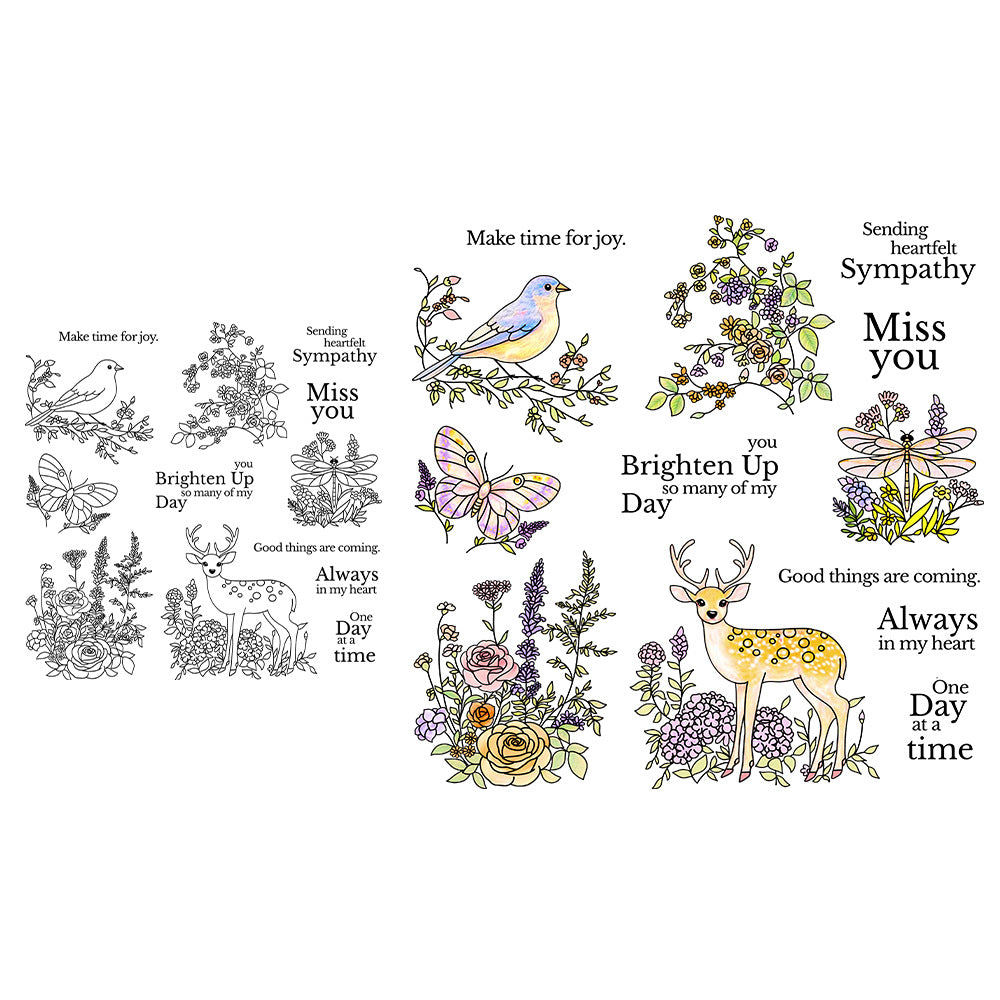 Fresh Flowers and Birds Clear Stamps