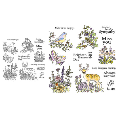 Fresh Flowers and Birds Clear Stamps