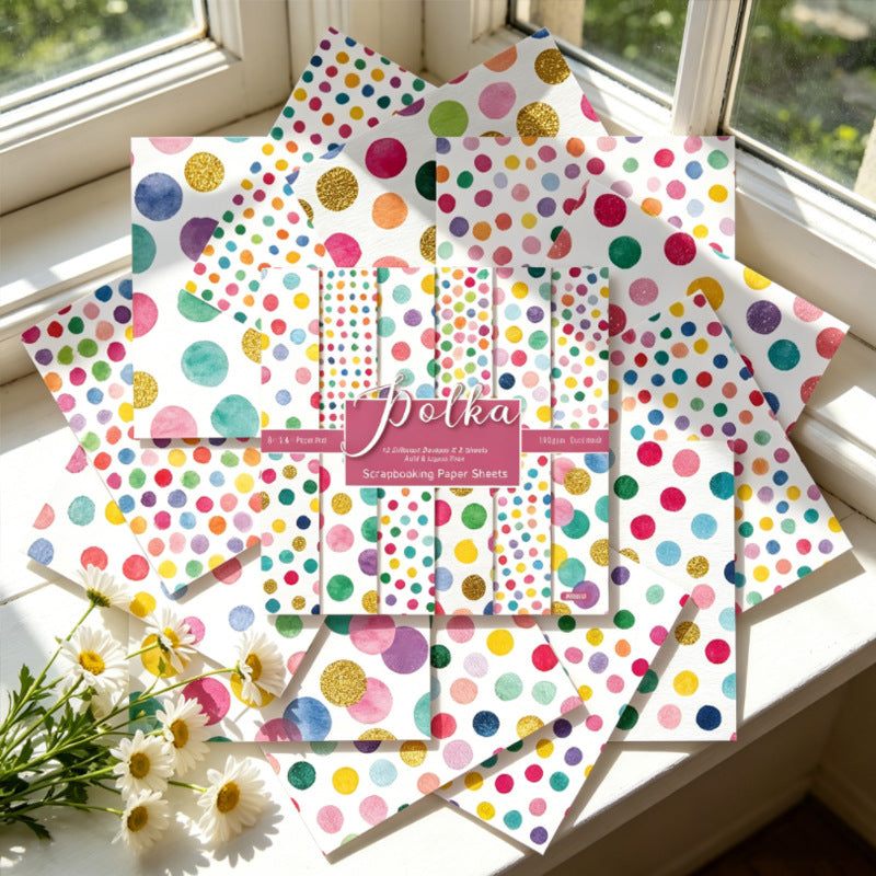 24PCS 6" Polka Dots Scrapbook Paper & Cardstock